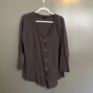 Charcoal waffle knit button down